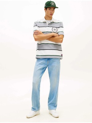 Tommy Jeans Gri Erkek Standart Çizgili Polo T-Shirt DM0DM22702Q13 Gri Polo T-Shirt