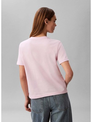 Calvin Klein Pembe Kadın Standart Desenli T-Shirt A - Ss Classıc 20S Jsy Logo Grap
