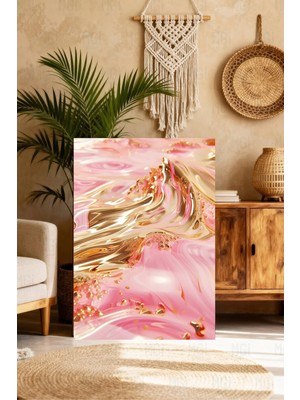 Mgi Design Lüks Pembe Eklektik Tablo Minimalist Kanvas Tablo Yatak Odası Tablosu