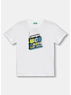 United Colors Of Benetton Beyaz Erkek Çocuk Baskılı T-Shirt 3I1XC10TF