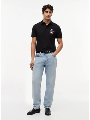 Tommy Hilfiger Siyah Erkek Regular Fit Logo Baskılı Polo T-Shirt MN0MN00089BDS