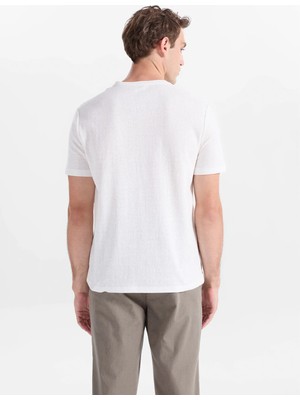 gmg firenze Gmg Fırenze Beyaz Erkek Slim Fit Flamlı T-Shirt GU26MSS03005