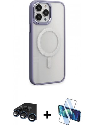 Marsilyan™- iPhone 15 Pro Kılıf Yankı Işık Özel Seri - Siyah 3D Antistatik Seramik Nano Ekran Koruyucu + Raze Metal Kamera Lens - Lt