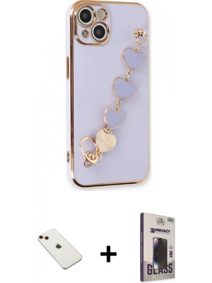 Marsilyan™- iPhone 14 Kılıf Nova Işık Prime - Siyah Bilvis Hayalet Cam Ekran Koruyucu + Diamond Kamera Lens - Kı