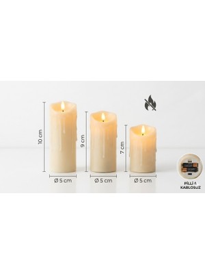C&On Design Pilli 3’lü LED Mum Seti - Yumuşak ve Kesintisiz Işıklı Dekoratif Aydınlatma