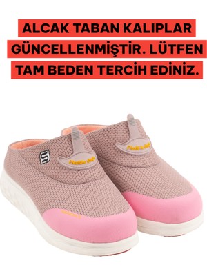 Sandal Spor Kadın Ince Taban Ortopedik File Sabo Doktor Hemşire Hastane Aşçı Terliği SS001-0258 Pudra