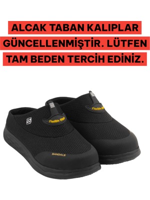Sandal Spor Kadın Kaymaz İnce Taban Ortopedik File Sabo Doktor Hemşire Hastane Aşçı Terliği SS001-0258 Siyah