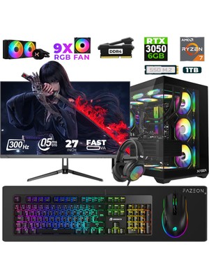 Xaser Star X10 Ryzen 7 5700X 16GB Ram 1tb M.2 Nvme SSD 6gb RTX3050 27" 300Hz Oyuncu Bilgisayarı