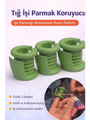 Tığ Işi Parmak Koruyucu–örgü Ip Sürtünme Önleyici–amigurumi ve El Örgü Aksesuarı–mavi 3 Farklı Beden
