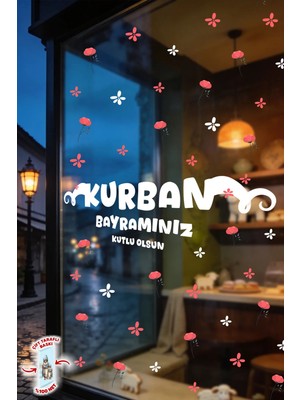 Msticker Kurban Bayramınız Kutlu Olsun Cam Sticker Seti Çift Taraflı 66 Parça Bayram Süsü, Ev Işyeri Sticker