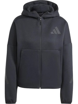 Adidas Z.N.E. Full-Zip Hoodie Kadın Düz Desenli Siyah Spor Sweatshirt 2024 Sonbahar - Kış JE7848