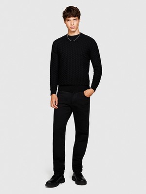 Sisley Yün Karışımlı Bisiklet Yaka Kazak Erkek Siyah Kazak - 323A107GS102Q