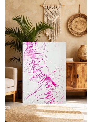 Mgi Design Özgün Pembe Eklektik Tablo Minimalist Kanvas Tablo Çalışma Odası Sanatı