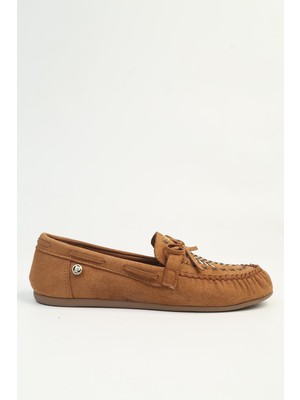 Benetton Pierre Cardin Taba Kadın Loafer Babet Bohem Nakış Detaylı PC-4200