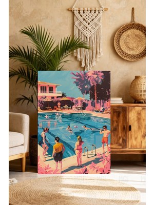 Mgi Design Lüks Pembe Eklektik Tablo Vintage Etkili Kanvas Tablo Ofis Duvar Tablosu