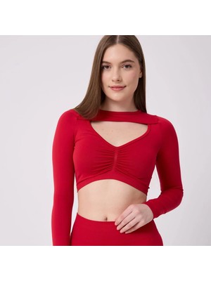 Forever More Kadın Uzun Kollu Göğsü Açık Dikişsiz Crop Top