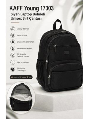 Young 17303 Siyah Laptop Bölmeli Unisex Sırt Çantası