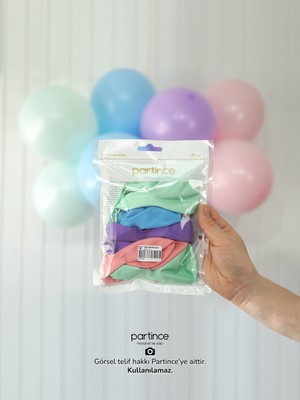 Partince 12 Adet Standart Boy 12'' Mermaid Karışım Renk Balonlar