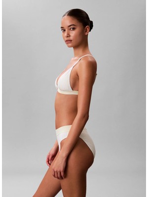 Calvin Klein Yeşil Kadın Standart Fit Çizgili Bikini Üst Trıangle