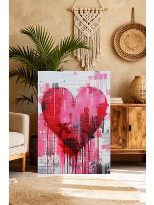 Mgi Design Özgün Pembe Eklektik Tablo Boho Stilinde Kanvas Tablo Çalışma Odası Sanatı