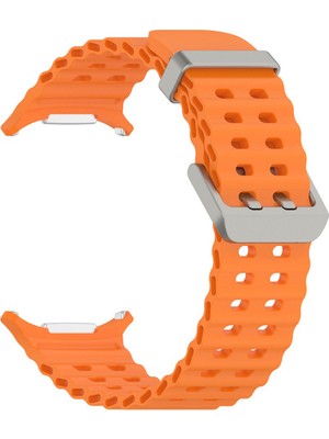 Kreton Samsung Galaxy Watch 7 Ultra 47MM ile Uyumlu Kordon Dalgalı Delikli Metal Tokalı Silikon Kayış
