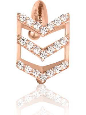 Emiliano Jewellery Zirkon Taşlı Rose Altın Kaplamalı Ok Şekilli Kıkırdak Gümüş Küpe