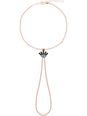 Emiliano Jewellery Zirkon Taşlı Rose Altın Kaplama Kirpikli Göz Desenli Gümüş Şahmeran