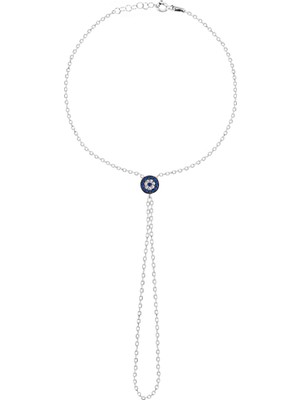 Emiliano Jewellery Zirkon Taşlı Gümüş Rengi Kaplama Nazar Boncuklu Gümüş Şahmeran