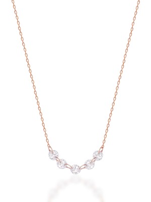 Emiliano Jewellery Zirkon Taşlı Rose Altın Kaplamalı Sallantılı 5 Taşlı Gümüş Kolye