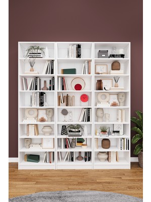 Asra Trend Lüks 24 Raf Ayarlanabilir Ev Ofis Kitaplık %100 MDF Dekoratif Kütüphane Kitaplık K20