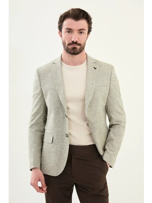 Centilmen Mcr Kırçıllı Slim Fit Mono Yaka Keten Ceket 41453