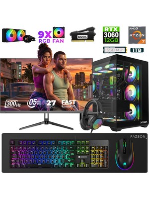 Xaser Star X50 Ryzen 7 5700X 16GB Ram 1tb M.2 Nvme SSD 12GB RTX3060 27" 300Hz Oyuncu Bilgisayarı