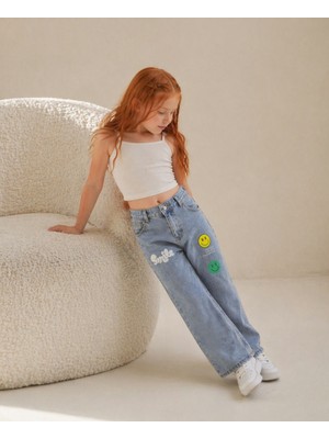 Baby Lory Kids Store Smıle Desenli Kot Pantolon