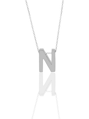 Söğütlü Silver Minimal N Harf Kolye 925 Ayar Gümüş Rodyum Kaplama İsim - Harfler Temalı
