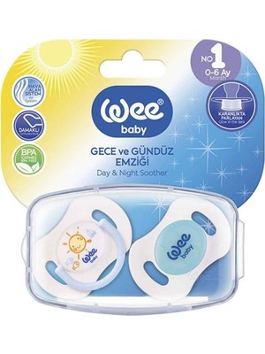 Wee Baby 0-6 Ay Damaklı Emzik 2'li Set Silikon Materyal ile Gece ve Gündüz Kullanım İçin Özel