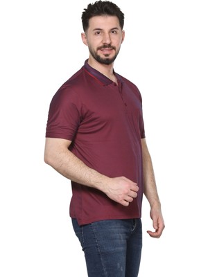 Erkek Baba ve Orta Yaş Penye Yakalı Cepli Oxfort Kumaş Pamuklu Tişört Klasik Kesim