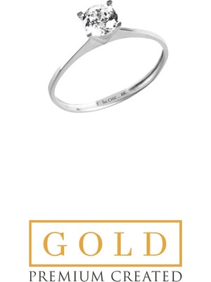 So CHIC Beyaz Altın Sertifikalı Premium Created Taşlı 0.70 CT Effect Tektaş Yüzük