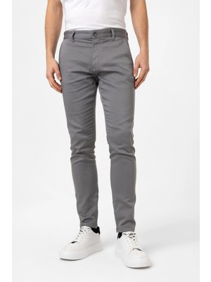 Gri Dokuma Chino Pantolon