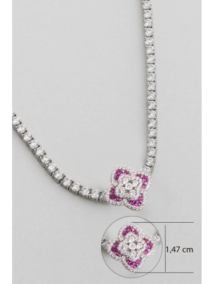 So CHIC Pembe Yonca 18 Ayar Beyaz Altın Kaplama Gümüş Charm
