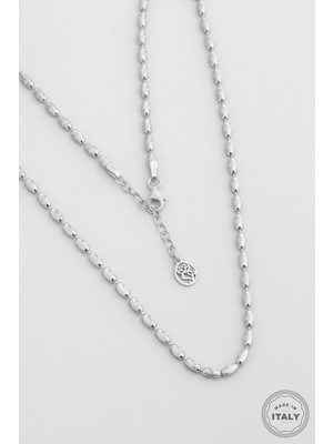 So CHIC Minimal İtalyan 18 Ayar Beyaz Altın Kaplama 43 Cm Gümüş Kolye