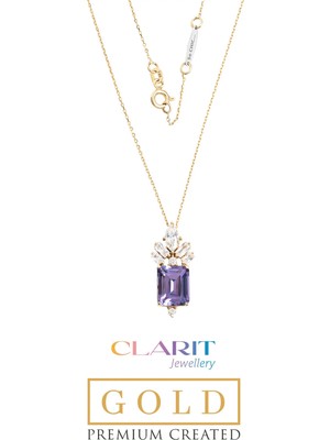 So CHIC Created Alexandrite Taşlı Clarit Serisi 14 Ayar Sarı Altın Kolye