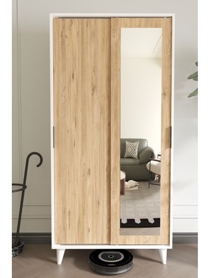 Tumblera Noventa White Pine Portmanto Vestiyer Ayakkabılık Aynalı 2 Sürgü Kapaklı 90 cm Beyaz Atlantik Çam