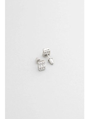 So CHIC Aşk Çiçeği 18 Ayar Beyaz Altın Kaplama Gümüş Minimal Küpe
