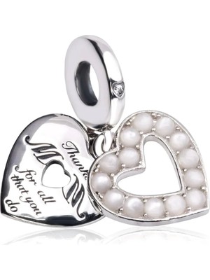 Fubena Beyaz Boncuklu Mom Sallantılı Charm