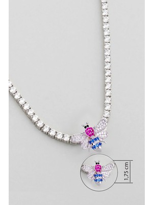 So CHIC Kraliçe Arı 18 Ayar Beyaz Altın Kaplama Gümüş Charm