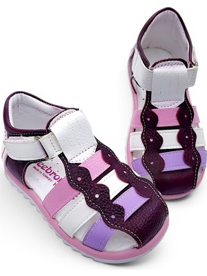 Beebron Ortopedik Kız Bebek ve Çocuk Sandaleti KBGCM2406 Bordo Pembe Beyaz 22
