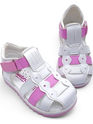 Beebron Ortopedik Kız Bebek ve Çocuk Sandaleti KBGCM2406 Beyaz Pembe 25