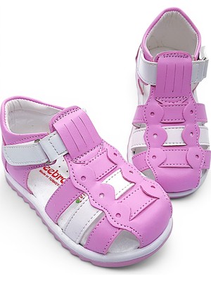 Beebron Ortopedik Kız Bebek ve Çocuk Sandaleti KBGCM2406 Pembe Beyaz 25