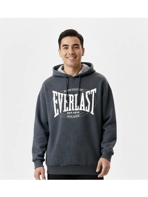 Everlast Authentic Boxing Oversize Antrasit Erkek Kapüşonlu Sweatshirt
