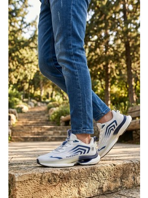 In Step Pure Energy  – Nefes Alabilen Hafif Tabanlı Beyaz-Lacivert Erkek Spor Ayakkabı